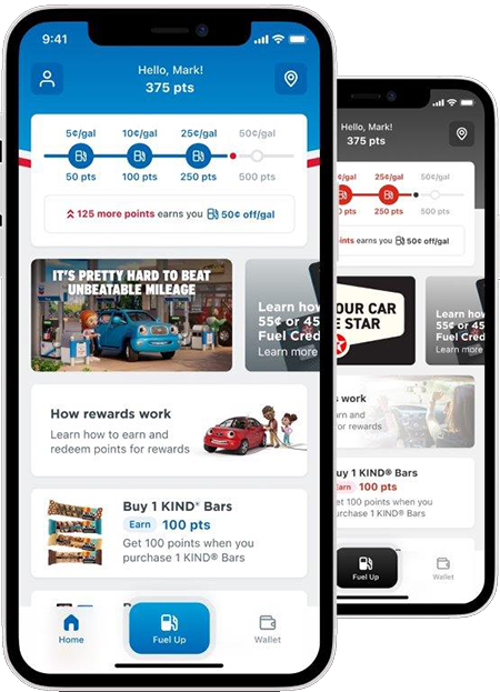 Chevron and texaco homepage app screens