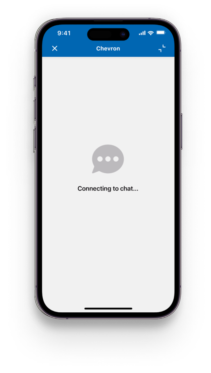 connecting to chat screen on app
