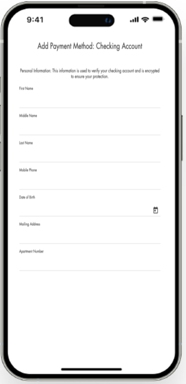  step 2-add payment method: checking account