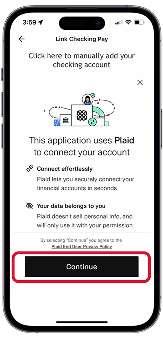 manually add checking account