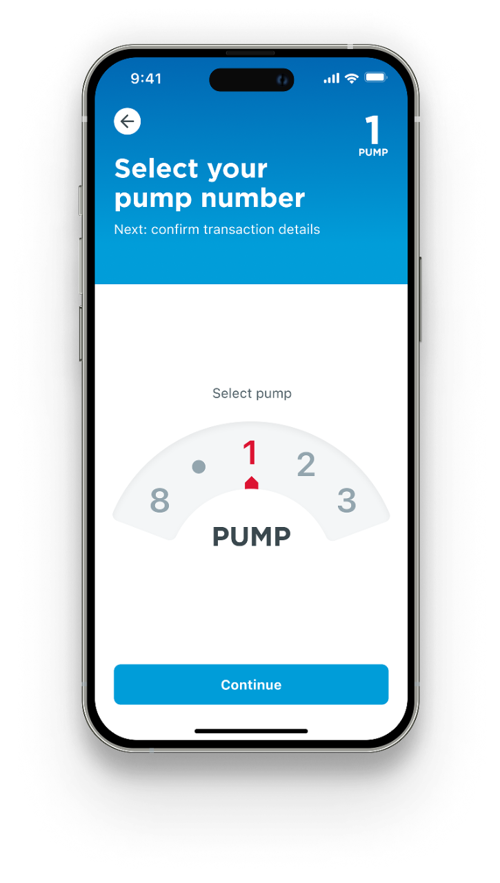 Select pump number screen
