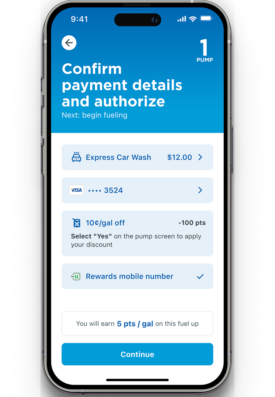 Confirm payment screen on app