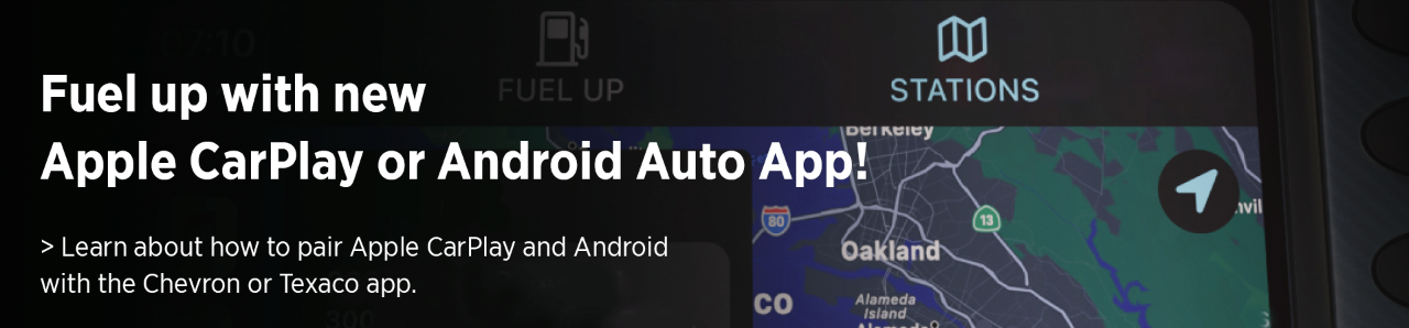 Fuel up with new Apple CarPlay or Android Auto app