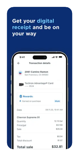 Chevron texaco rewards mobile app digital receipt