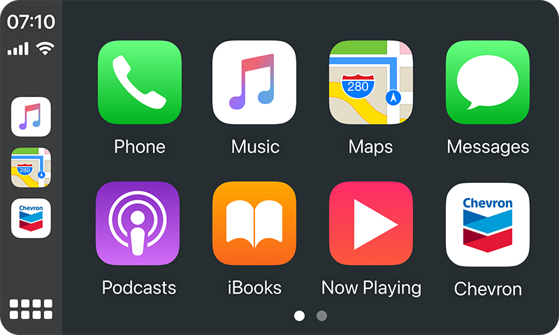 Chevron App screen for Apple carplay