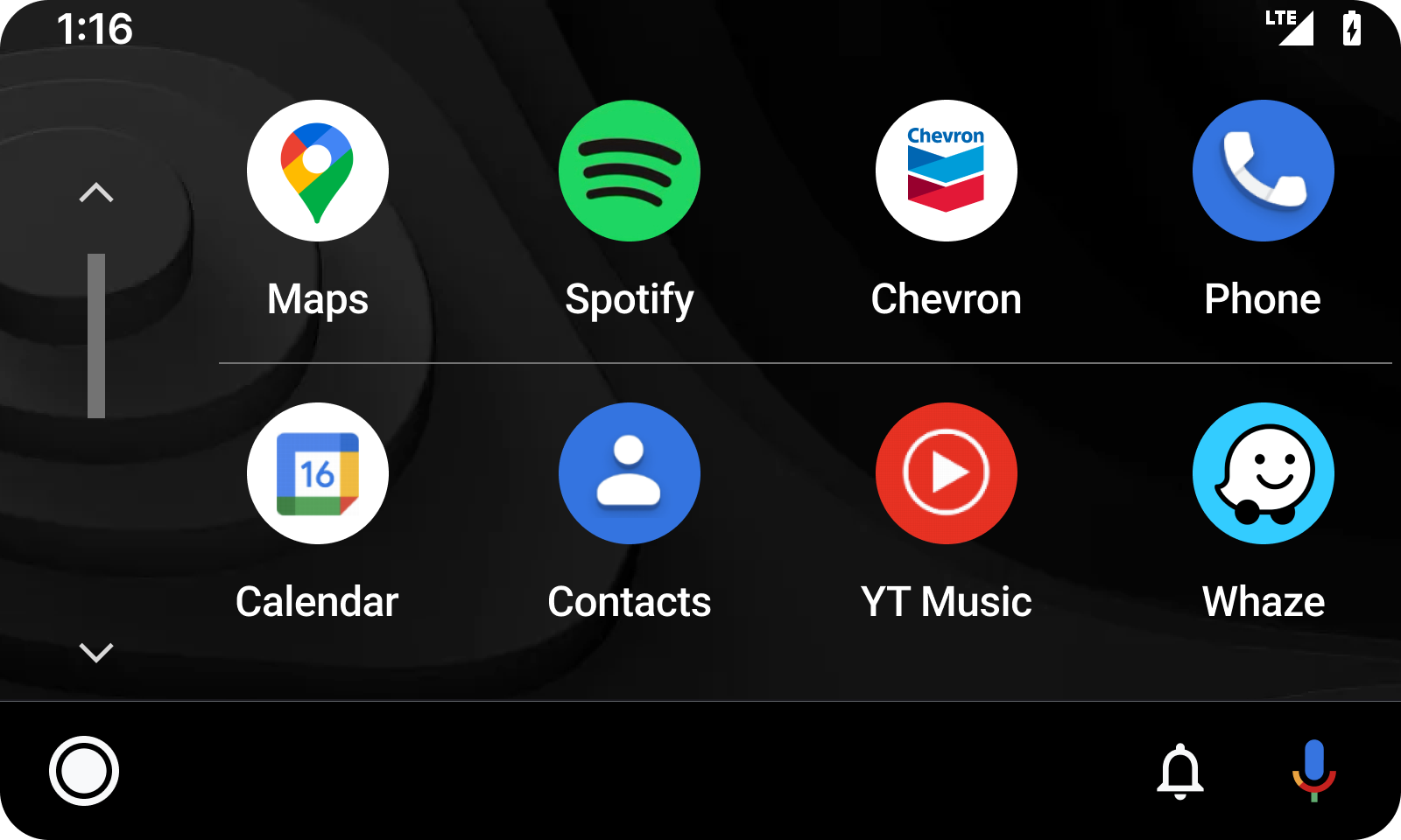 Chevron App screen for android auto