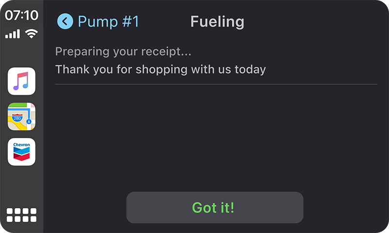 Preparing you receipt screen